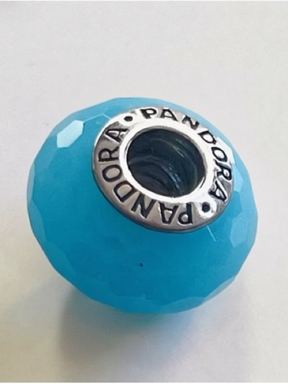 PANDORA Turquoise Faceted Murano Glass Charm Bead